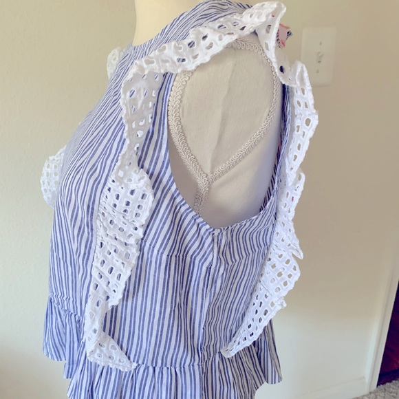 Lily Pulitzer Blue Stipe Ellis Peplum Ruffle Sleeveless Top - Picture 6 of 10